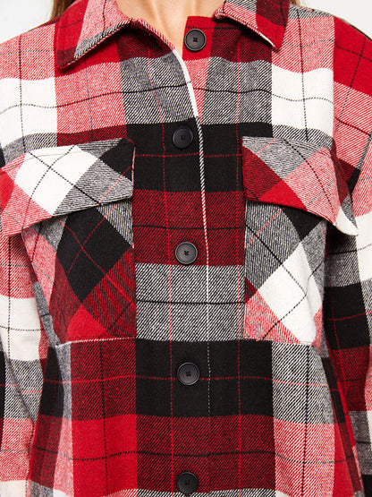 Plaid Long Sleeve Women's Shirt Jacket