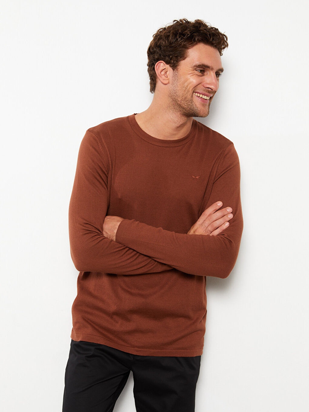 Crew Neck Long Sleeve Men's Knitwear Sweater