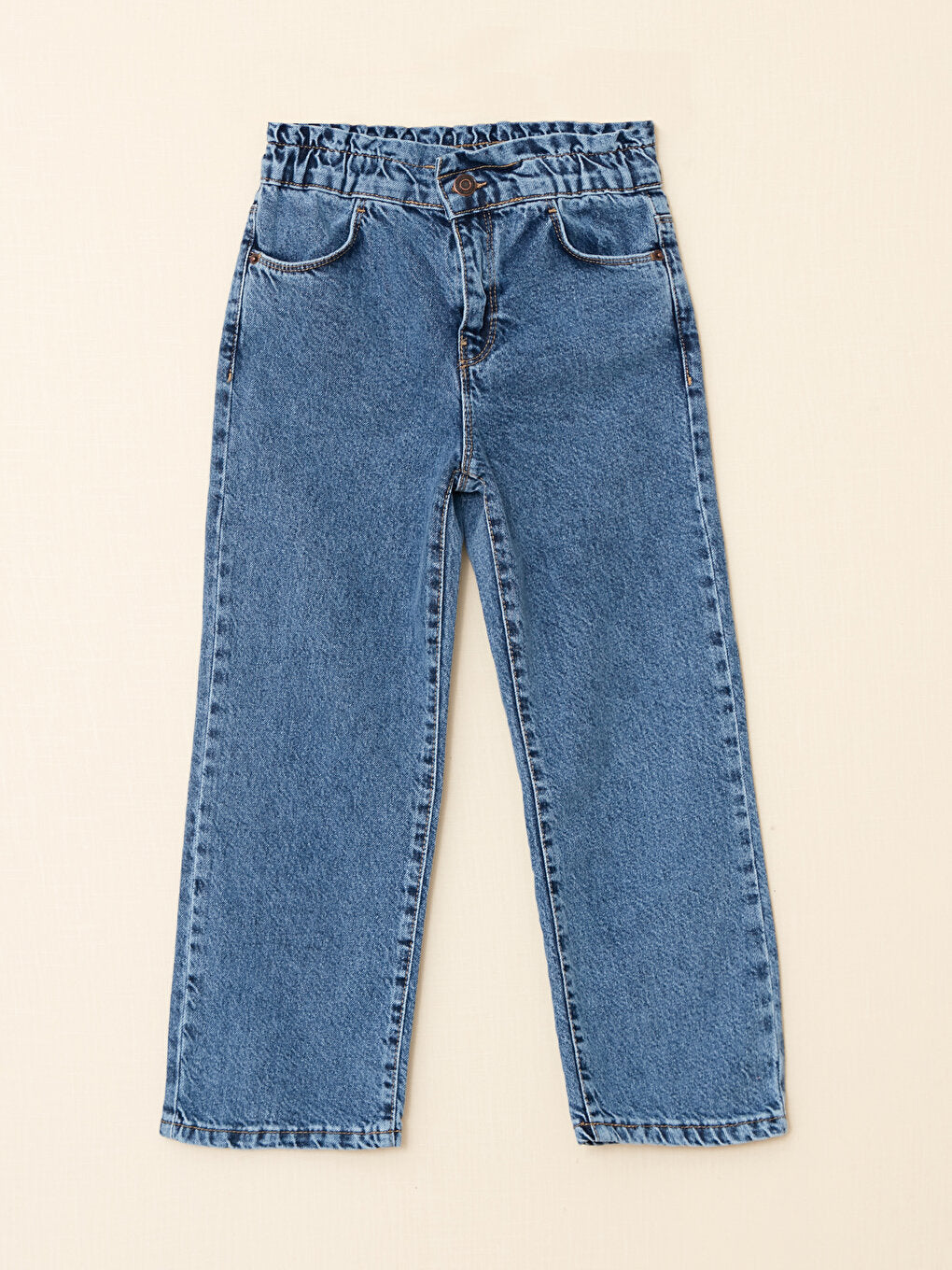 Basic Girl's Jean Trousers with Elastic Waist