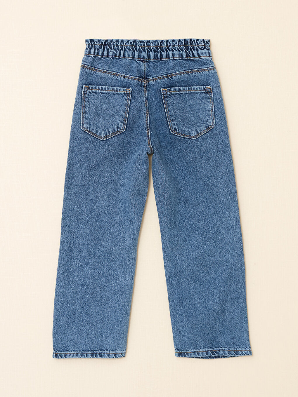 Basic Girl's Jean Trousers with Elastic Waist