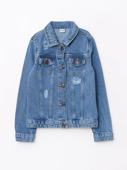 Shirt Collar Girl's Jean Jacket