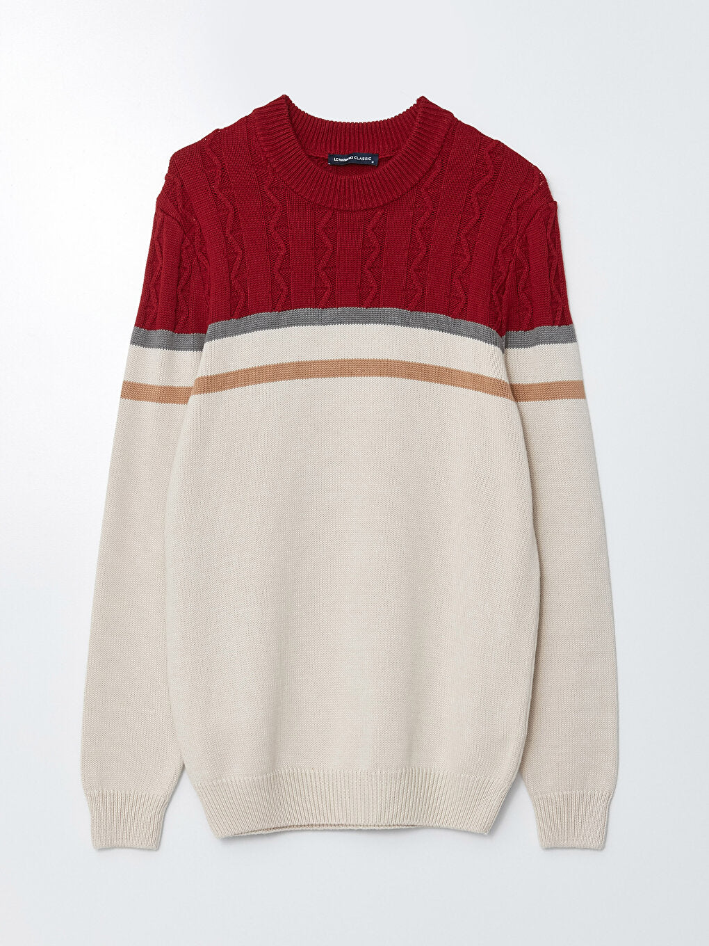 Crew Neck Long Sleeve Color Block Men's Knitwear Sweater