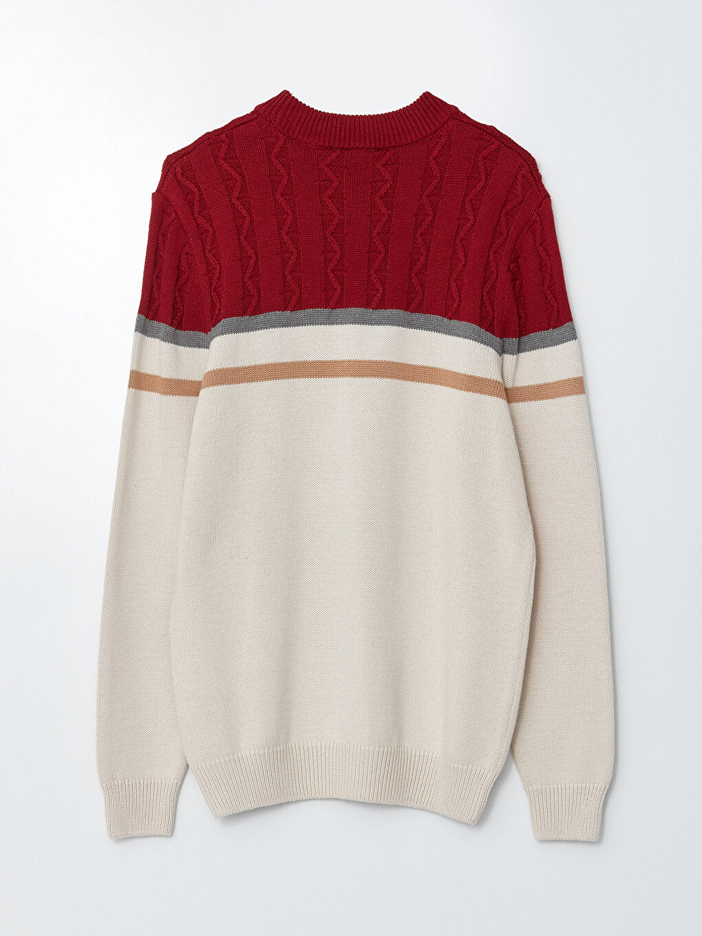 Crew Neck Long Sleeve Color Block Men's Knitwear Sweater