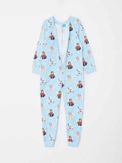 Crew Neck Elsa Printed Long Sleeve Fleece Girl's Sleeping Bag