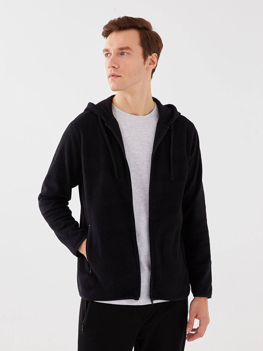 Comfortable Fit Hooded Long Sleeve Men's Sports Cardigan