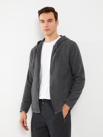 Comfortable Fit Hooded Long Sleeve Men's Sports Cardigan