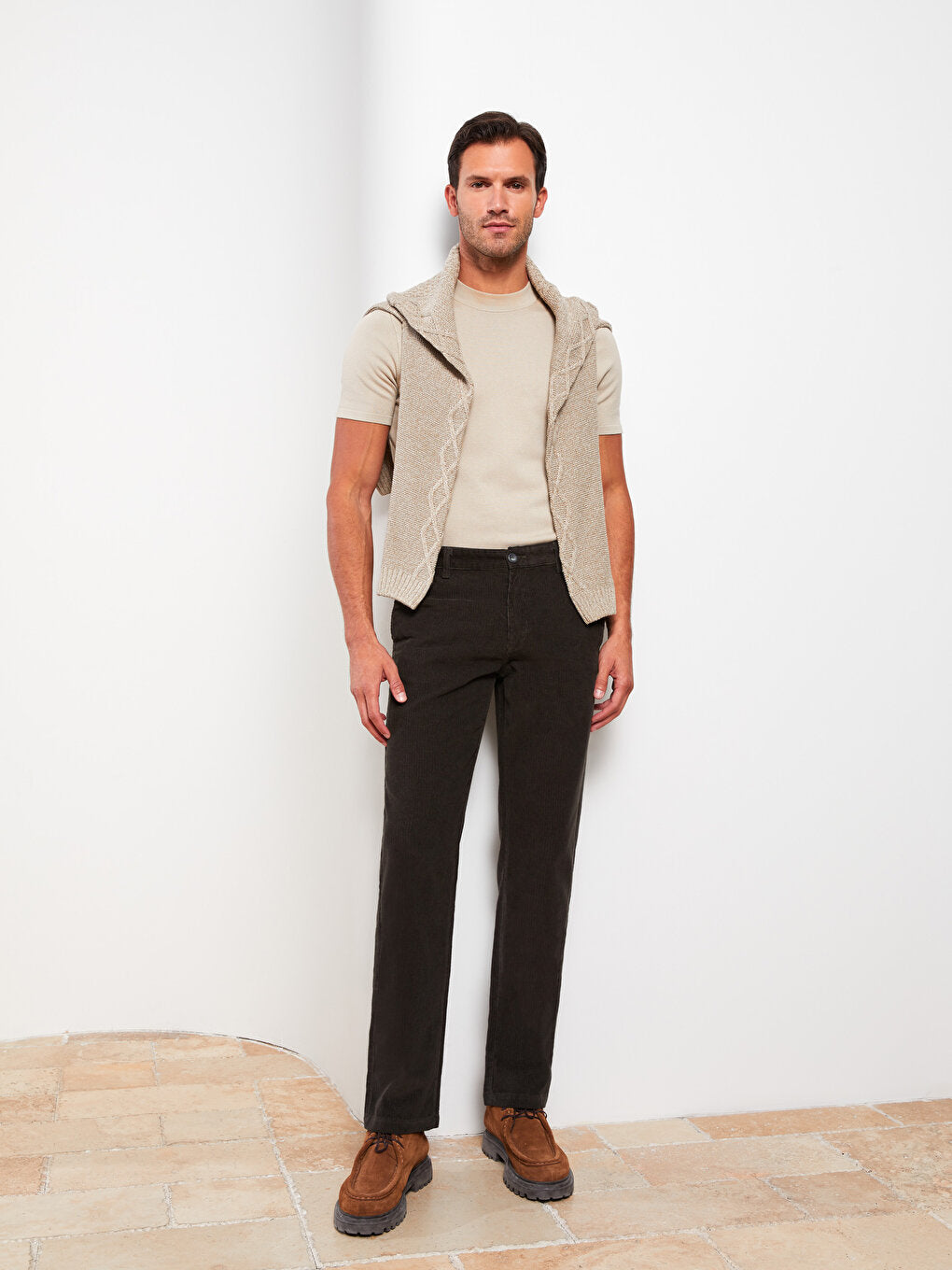 Comfortable Fit Velvet Men's Chino Trousers