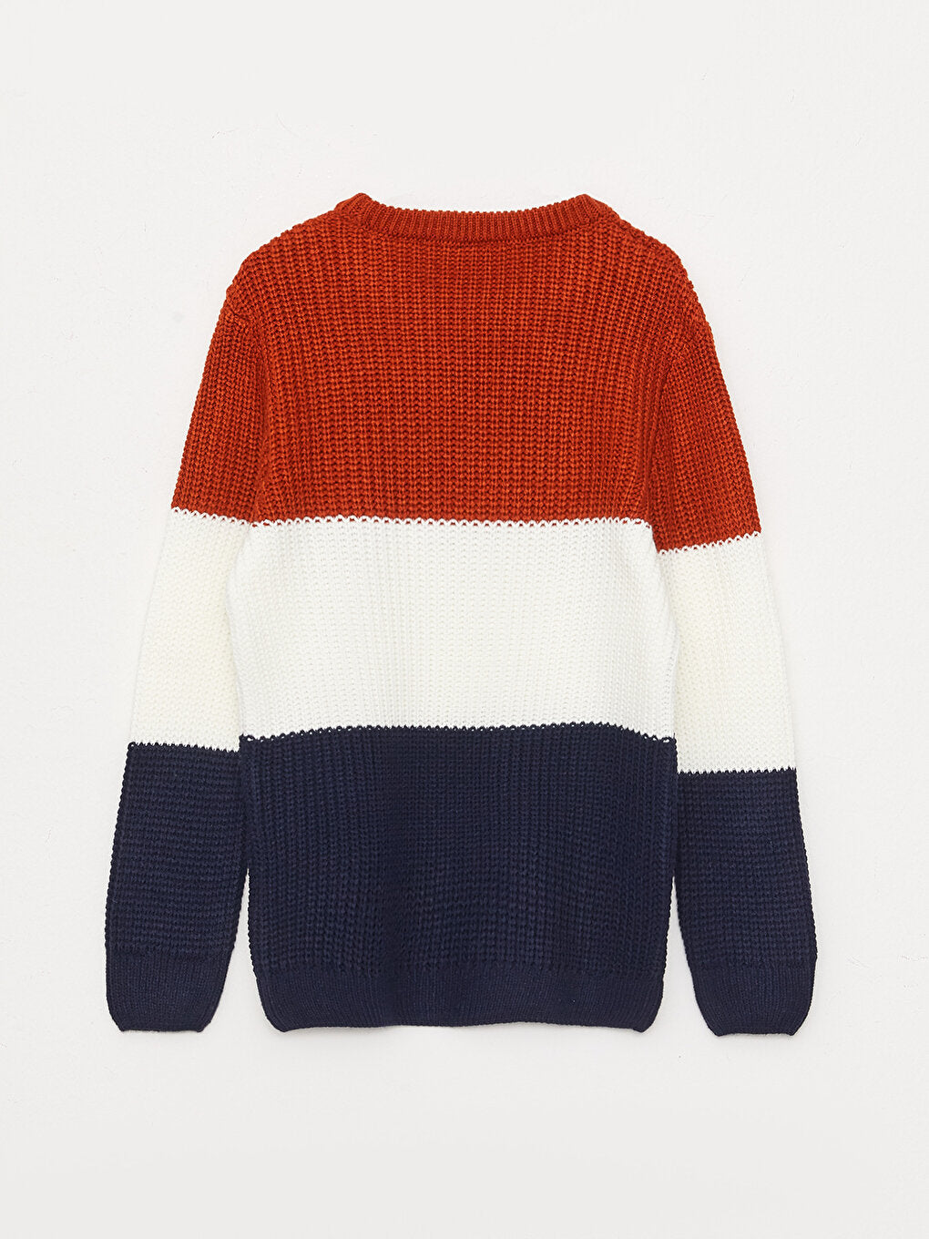 Crew Neck Color Block Long Sleeve Boy's Knitwear Sweater