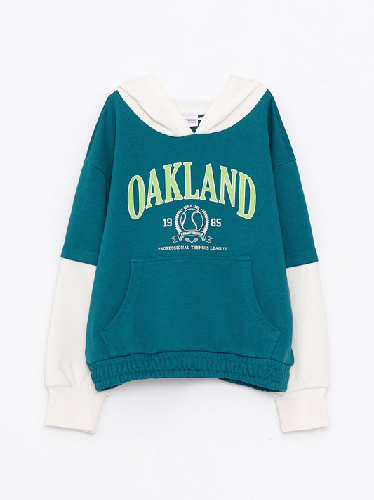 Hooded Printed Long Sleeve Girl's Sweatshirt