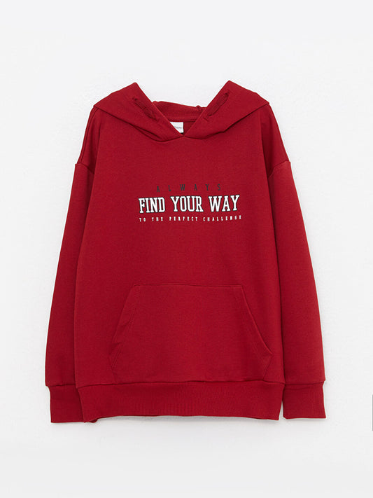 Hooded Printed Long Sleeve Girl's Sweatshirt