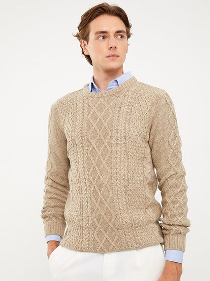 Crew Neck Long Sleeve Men's Knitwear Sweater