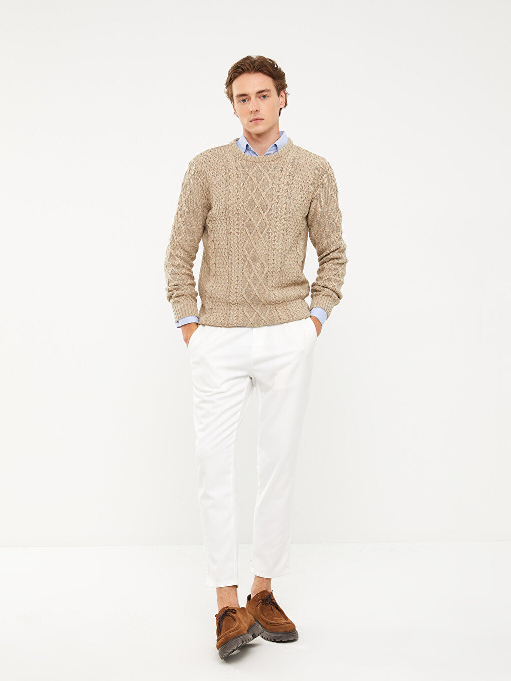 Crew Neck Long Sleeve Men's Knitwear Sweater