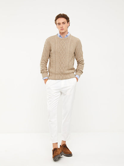 Crew Neck Long Sleeve Men's Knitwear Sweater