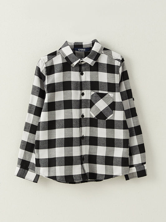 Plaid Long Sleeve Gabardine Boy's Shirt