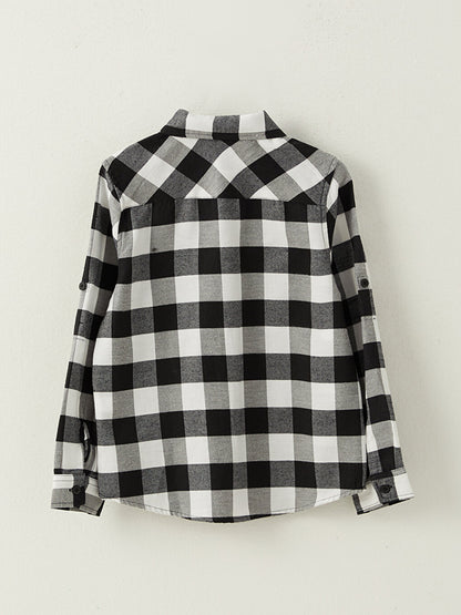 Plaid Long Sleeve Gabardine Boy's Shirt