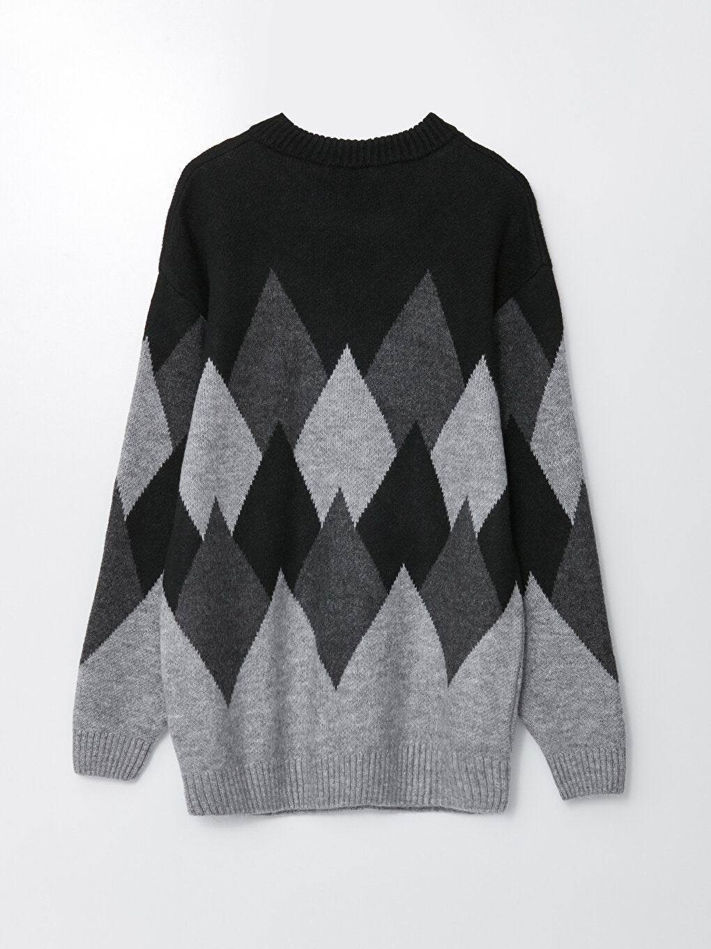 Crew Neck Long Sleeve Patterned Men's Knitwear Sweater