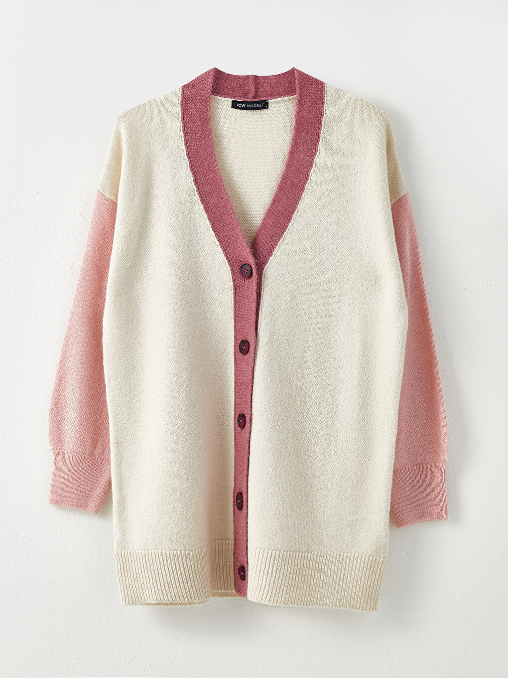 V-Neck Color Blocked Long Sleeve Women's Knitwear Cardigan