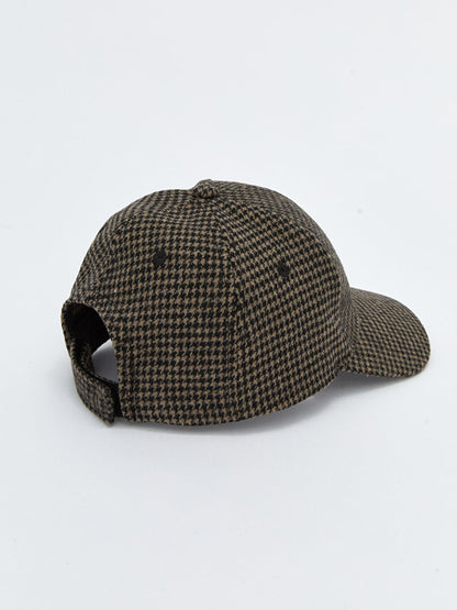 Houndstooth Patterned Men's Stamped Cap Hat