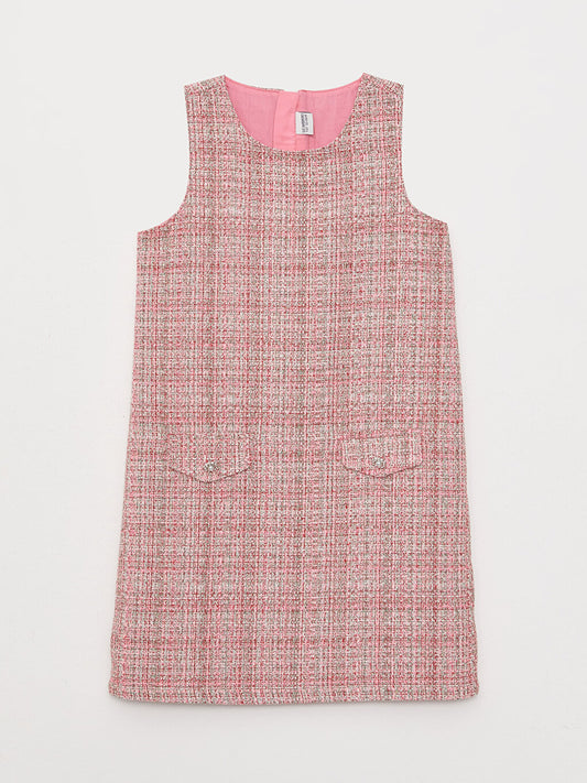 Crew Neck Patterned Girl's Dress