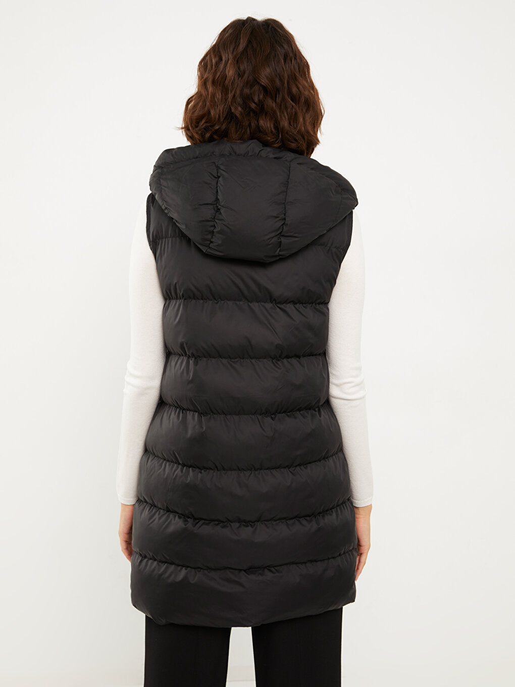 Hooded Quilted Patterned Women's Puffer Vest