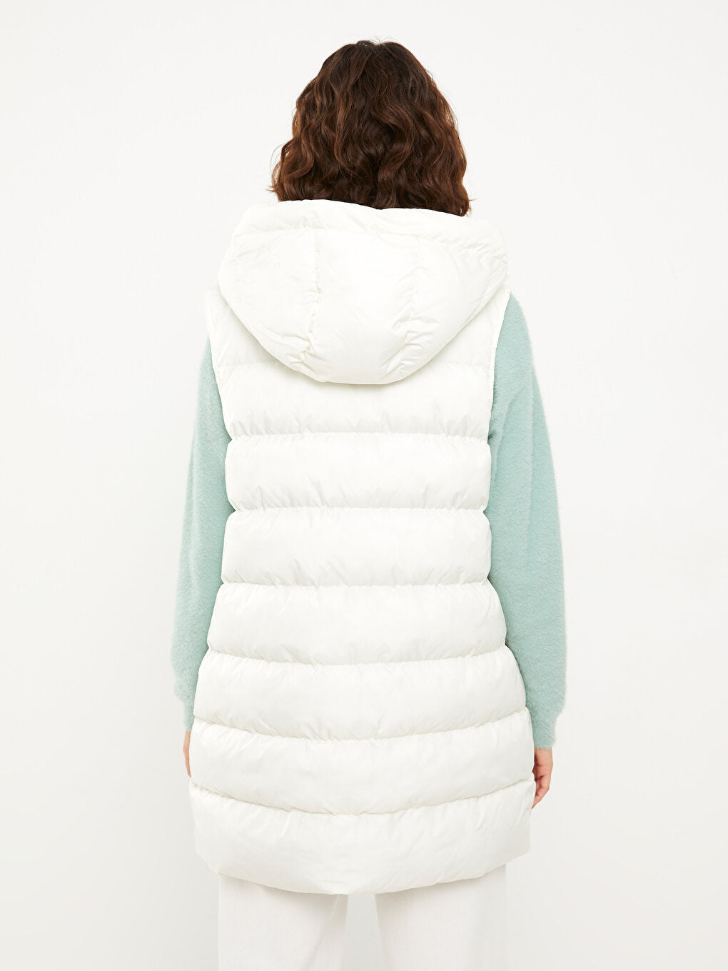 Hooded Quilted Patterned Women's Puffer Vest