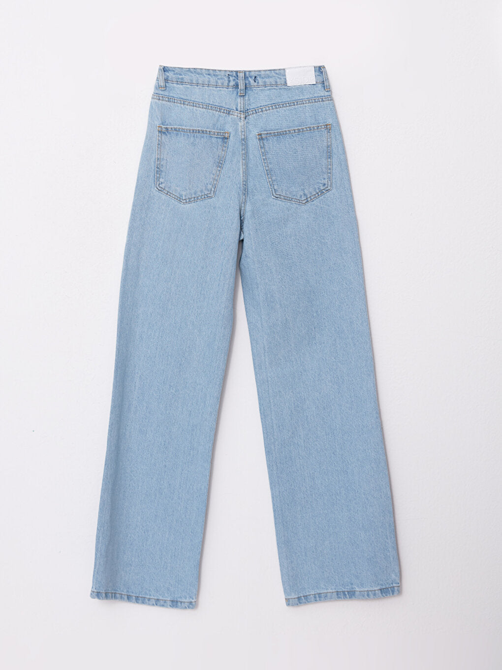 High Waist Wideleg Straight Pocket Detailed Women's Jean Trousers