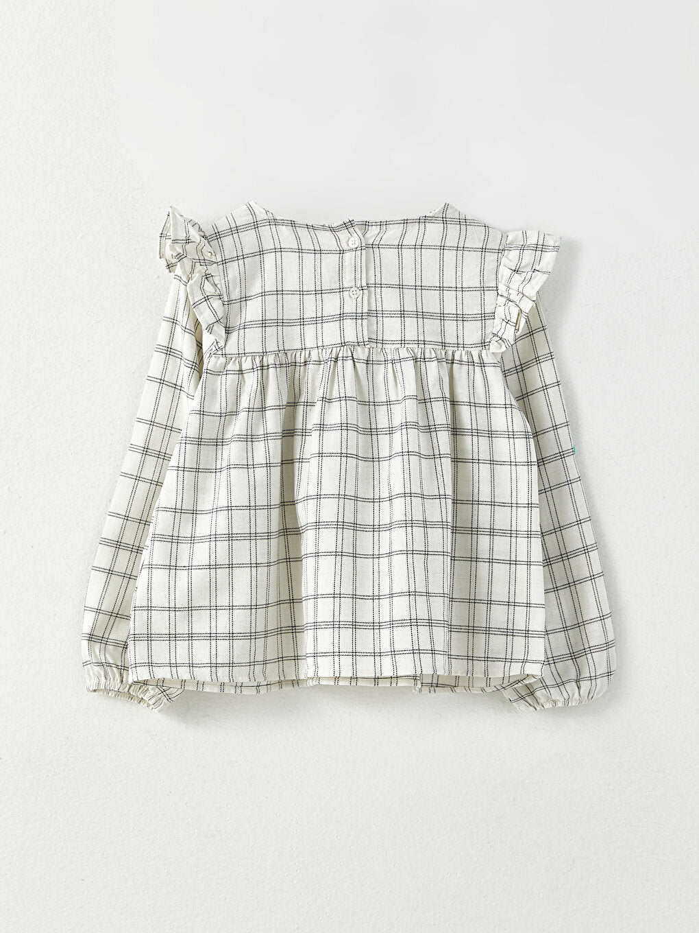 Crew Neck Plaid Long Sleeve Girl's Blouse