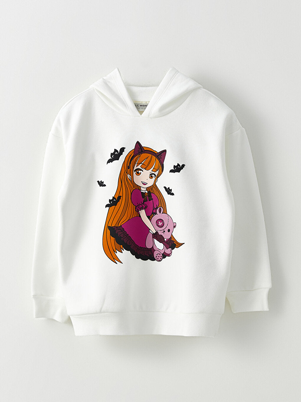 Hooded Printed Long Sleeve Girl's Sweatshirt