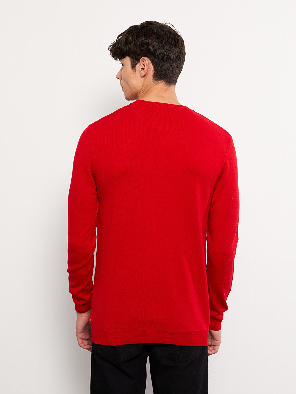 Crew Neck Long Sleeve Printed Men's Knitwear Sweater