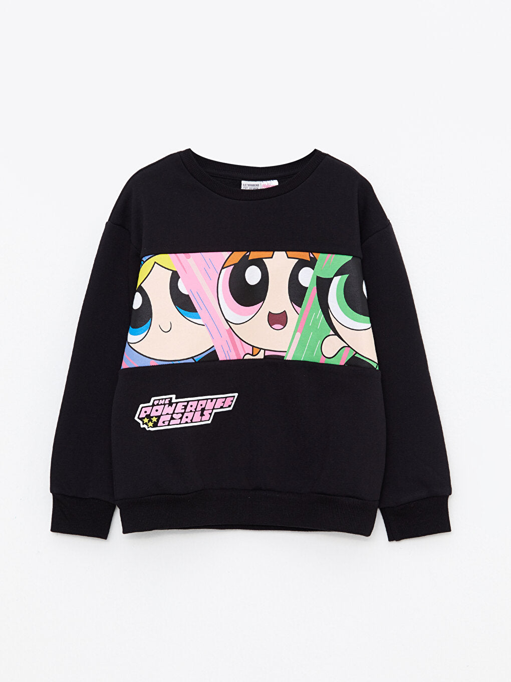 Crew Neck Powerpuff Girls Printed Long Sleeve Girl's Sweatshirt