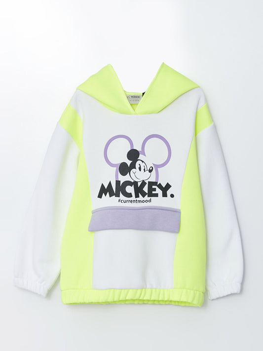 Hooded Mickey Mouse Printed Long Sleeve Girl's Sweatshirt