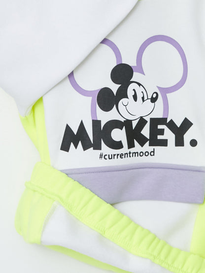 Hooded Mickey Mouse Printed Long Sleeve Girl's Sweatshirt