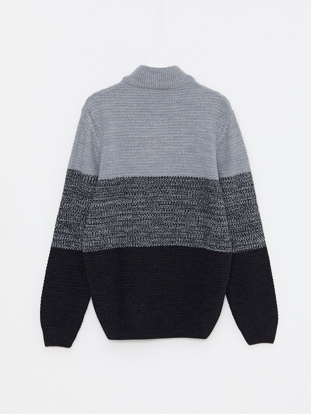 High Collar Long Sleeve Color Block Men's Knitwear Sweater