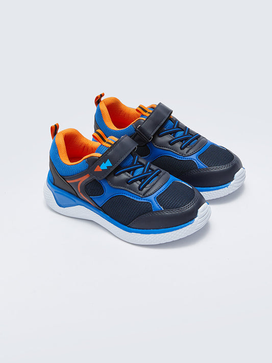 Color Blocked Laces and Velcro Boys Active Sports Shoes