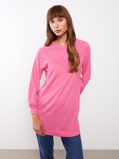 Crew Neck Embroidered Long Sleeve Women's Tunic