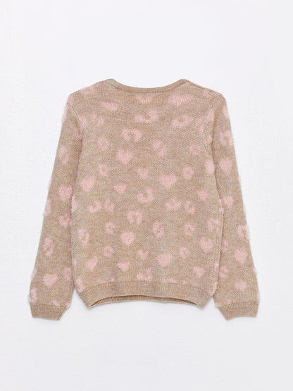 Crew Neck Patterned Long Sleeve Girl's Knitwear Sweater