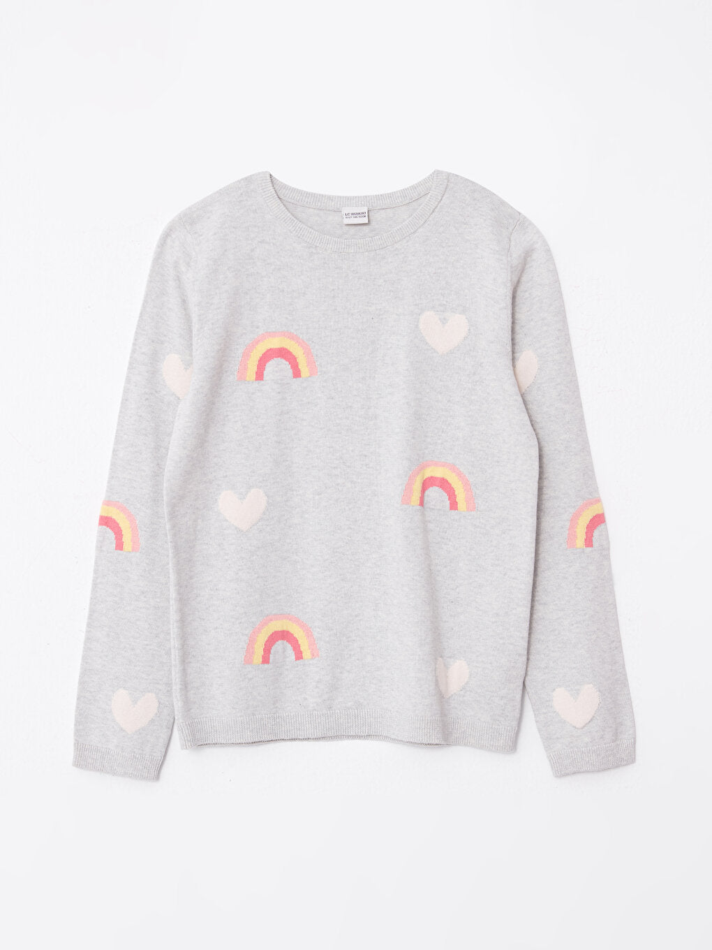 Crew Neck Patterned Long Sleeve Girl's Knitwear Sweater