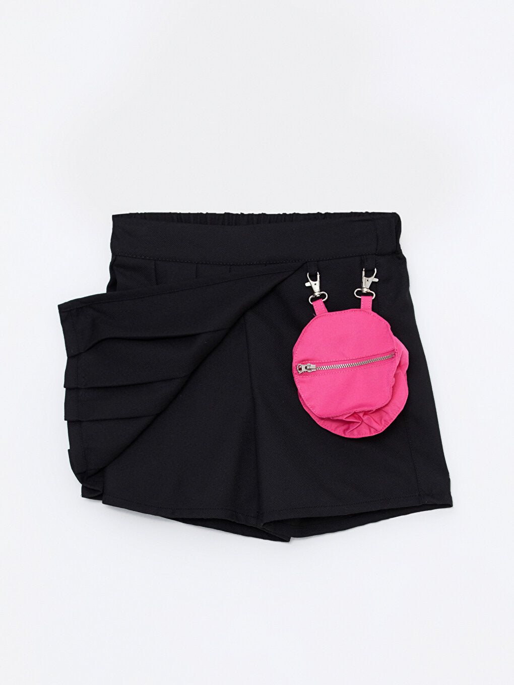 Pleated Girl's Shorts, Skirt and Waist Bag with Elastic Waist