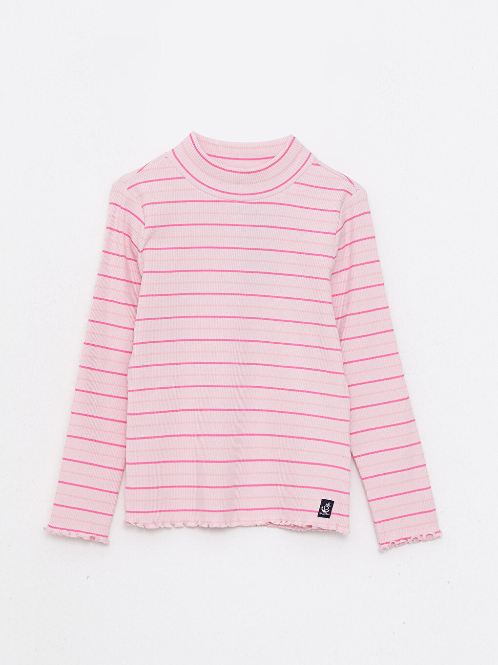 Half Turtleneck Striped Long Sleeve Girl's T-Shirt