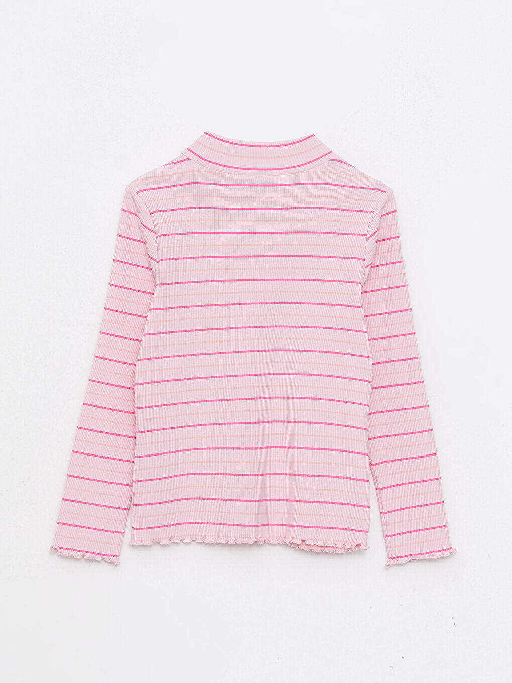 Half Turtleneck Striped Long Sleeve Girl's T-Shirt