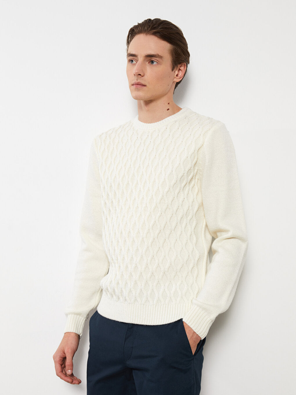 Crew Neck Long Sleeve Men's Knitwear Sweater