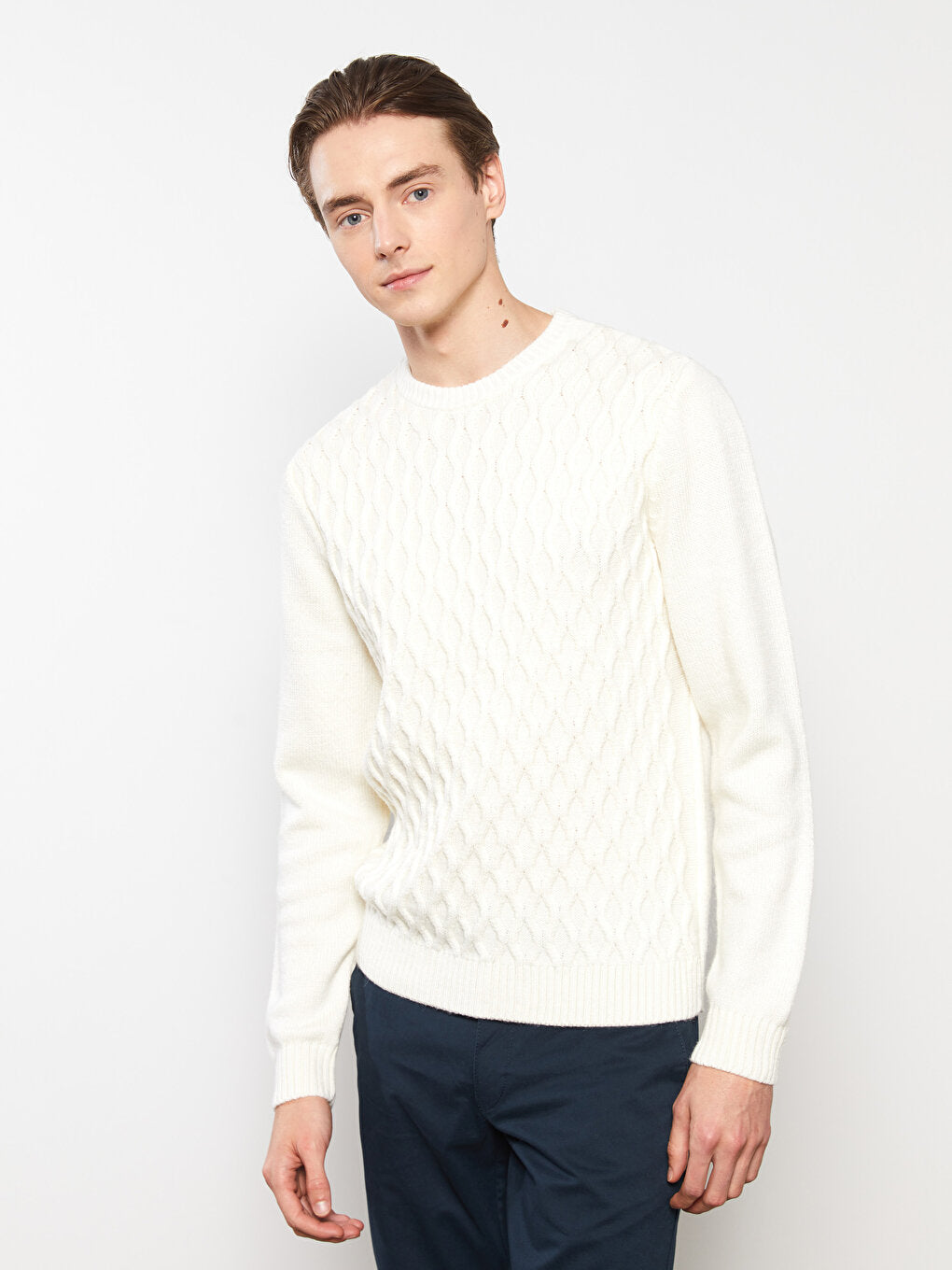 Crew Neck Long Sleeve Men's Knitwear Sweater