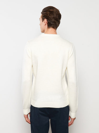 Crew Neck Long Sleeve Men's Knitwear Sweater