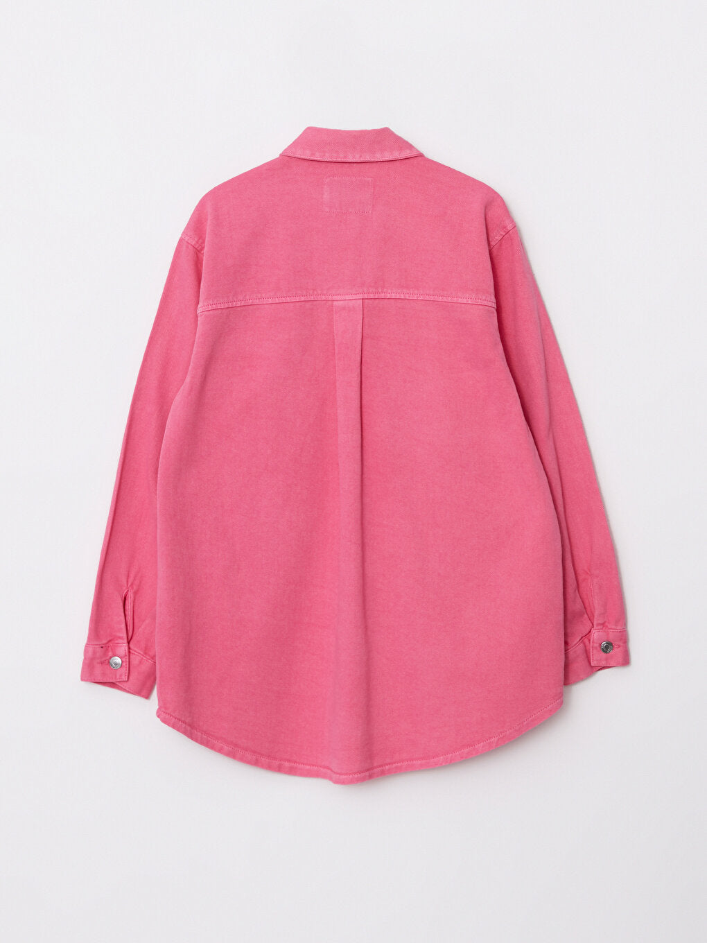 Front Button Closure Plain Long Sleeve Cotton Women's Shirt Jacket