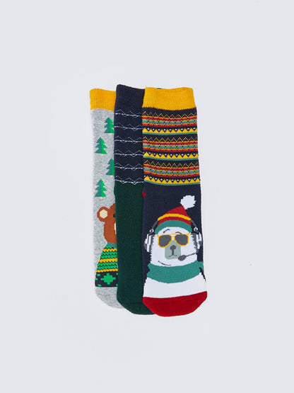 Patterned Boy's Towel Sock Socks 3-pack