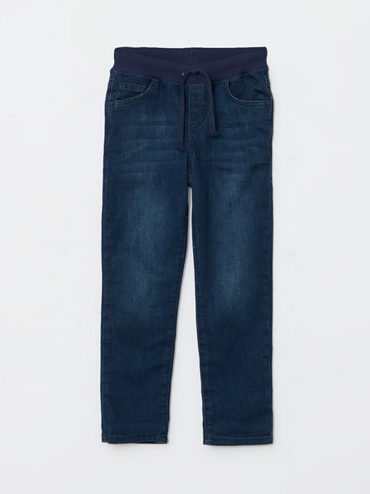 Elastic Waist Fleece Lined Boy's Jean Trousers