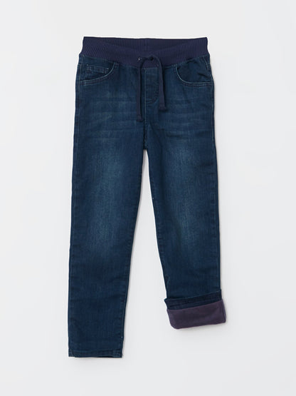 Elastic Waist Fleece Lined Boy's Jean Trousers