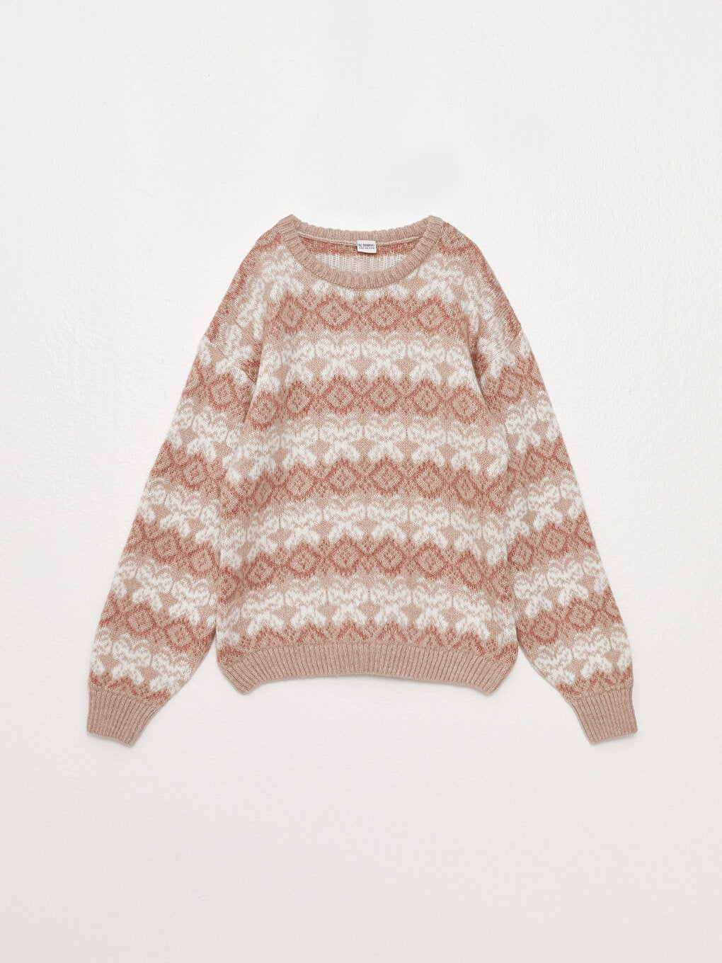 Crew Neck Patterned Long Sleeve Girl's Knitwear Sweater