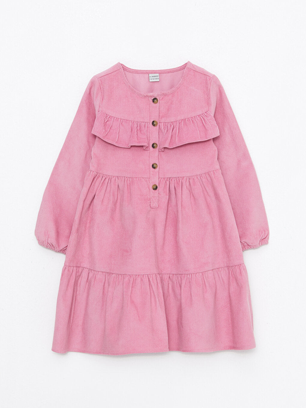 Crew Neck Basic Long Sleeve Velvet Girls Dress