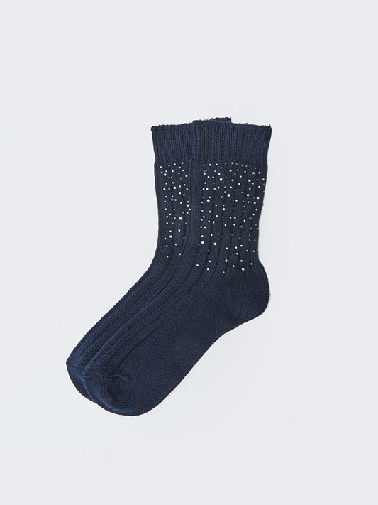 Shiny Stone Printed Women's Sock Socks